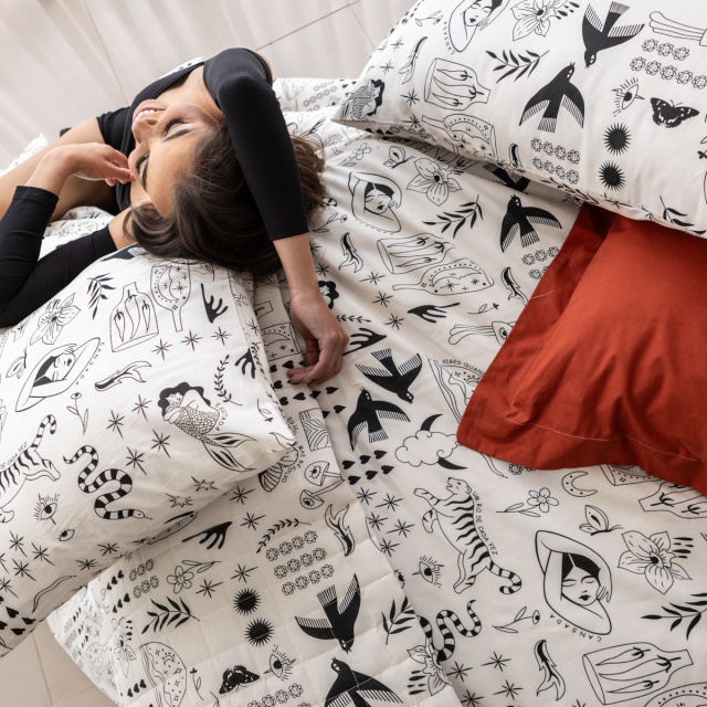 Par de fronhas Percal 150 Fios Algodão Coleção Essencialle Boho Soul - Marina