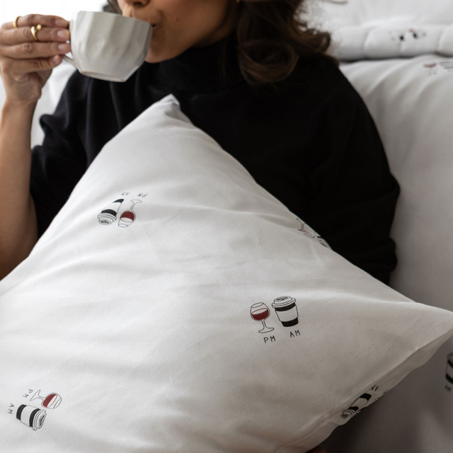 Par de fronhas Percal 150 Fios Algodão Coleção Essencialle Café ou Vinho? - Marina
