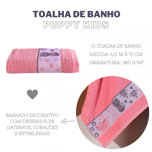 Toalha de Banho Avulsa Puppy Infantil Rosa Baby
