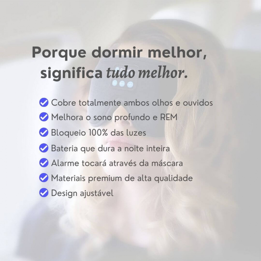 Durma Bem™ - Fone de ouvido Bluetooth Com Bloqueio de Luz e Ruídos