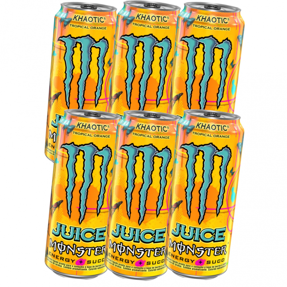 Kit C6un Energético Monster Energy Lata 473ml Khaotic Juice Orange