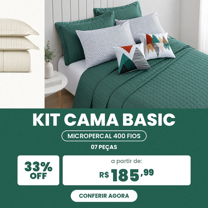 Kit Cama 7 Peças Micropercal 400 Fios verde - E-Casa