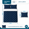 Cobre Leito Casal Lotus 400 Fios Bordado Marinho 3 Peças com Porta-Travesseiros