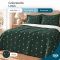 Cobre Leito Casal Lotus 400 Fios Bordado Verde 3 Peças com Porta-Travesseiros