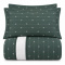 Cobre Leito Casal Lotus 400 Fios Bordado Verde 3 Peças com Porta-Travesseiros