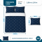 Cobre Leito King Lotus 400 Fios Bordado Marinho 3 Peças com Porta-Travesseiros