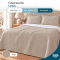 Cobre Leito Queen Lotus 400 Fios Bordado Bege 3 Peças com Porta-Travesseiros