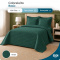 Colcha Cobre Leito Casal Padrão Basic Micropercal 400 Fios Matelado com 2 Porta-Travesseiros - Verde