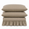Colcha Cobre Leito Laila Casal 400 Fios Lisa com Babado e Porta-Travesseiro - Bege