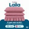 Colcha Cobre Leito Laila Casal 400 Fios Lisa com Babado e Porta-Travesseiro - Rosê
