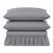 Colcha Cobre Leito Laila Queen 400 Fios Lisa com Babado e Porta-Travesseiro - Cinza
