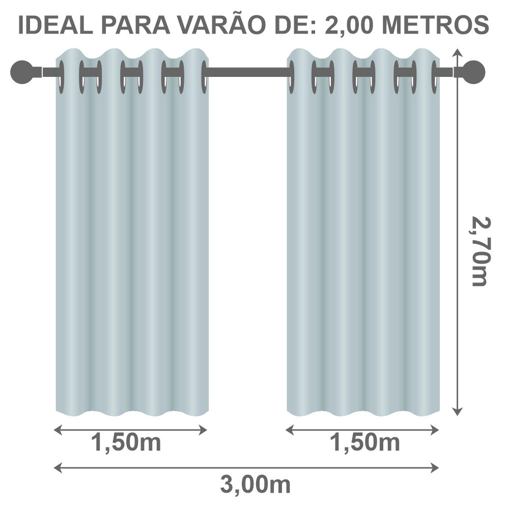 Cortina Corta Luz Plástico PVC p/ Varão Dupla Face 3,00x1,70m