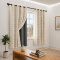 Cortina Blackout PVC Cinza com Voil Xadrez e Ilhós Corta-Luz 100% 2,00 m x 1,40 m - Bege