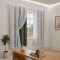 Cortina Blackout PVC Cinza com Voil Xadrez e Ilhós Corta-Luz 100% 2,00 m x 1,40 m - Branco