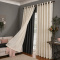 Cortina Blackout PVC Cinza com Voil Xadrez e Ilhós Corta-Luz 100% 2,80 m x 2,30 m - Bege