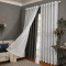 Cortina Blackout PVC Cinza com Voil Xadrez e Ilhós Corta-Luz 100% 2,80 m x 2,30 m - Branco
