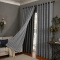 Cortina Blackout PVC Cinza com Voil Xadrez e Ilhós Corta-Luz 100% 2,80 m x 2,30 m - Cinza