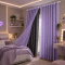 Cortina Blackout PVC Cinza com Voil Xadrez e Ilhós Corta-Luz 100% 2,80 m x 2,30 m - Lilás