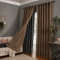 Cortina Blackout PVC Cinza com Voil Xadrez e Ilhós Corta-Luz 100% 2,80 m x 2,30 m - Tabaco