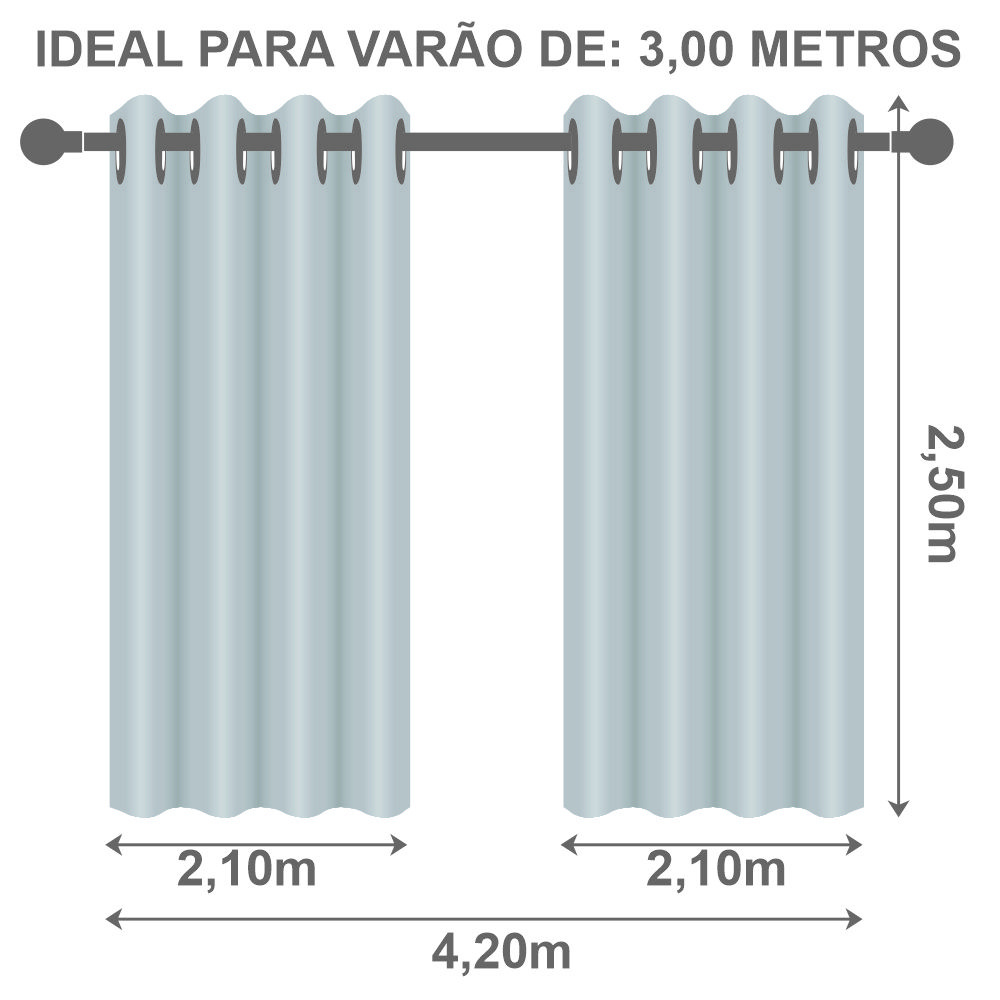 Cortina Blackout de Varão 2,50m (5 metros de tecido) Cor Marfim