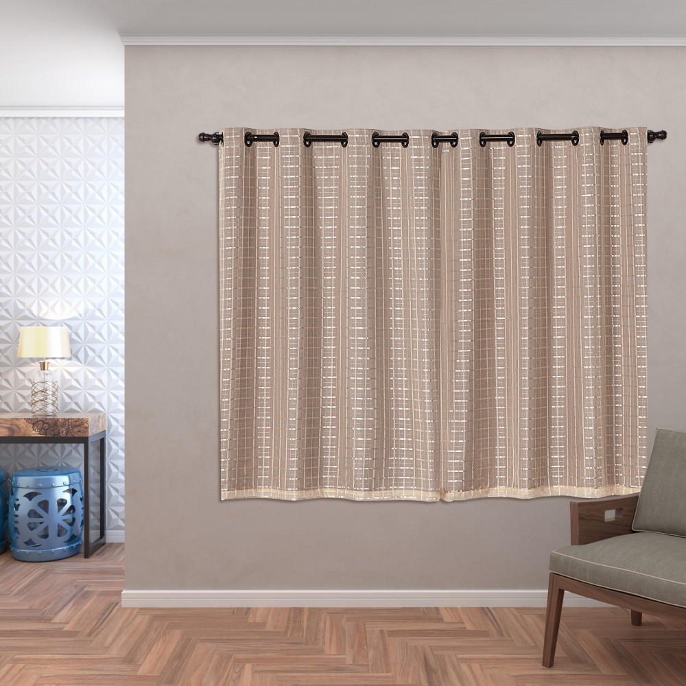 Cortina Blackout Pvc C Tecido Voil Xadrez 2,80 X 1,60 Branco