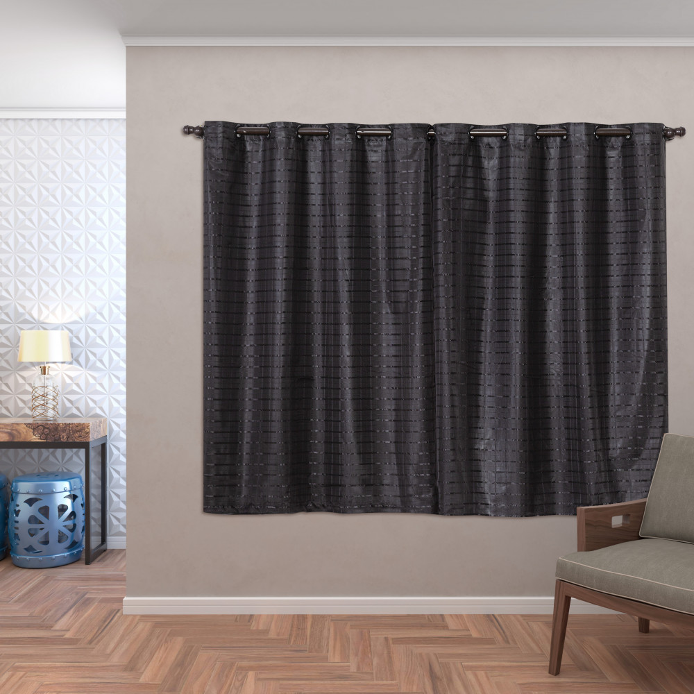 Cortina Blackout PVC com Tecido Voil Xadrez 2,80 m x 2,30 m