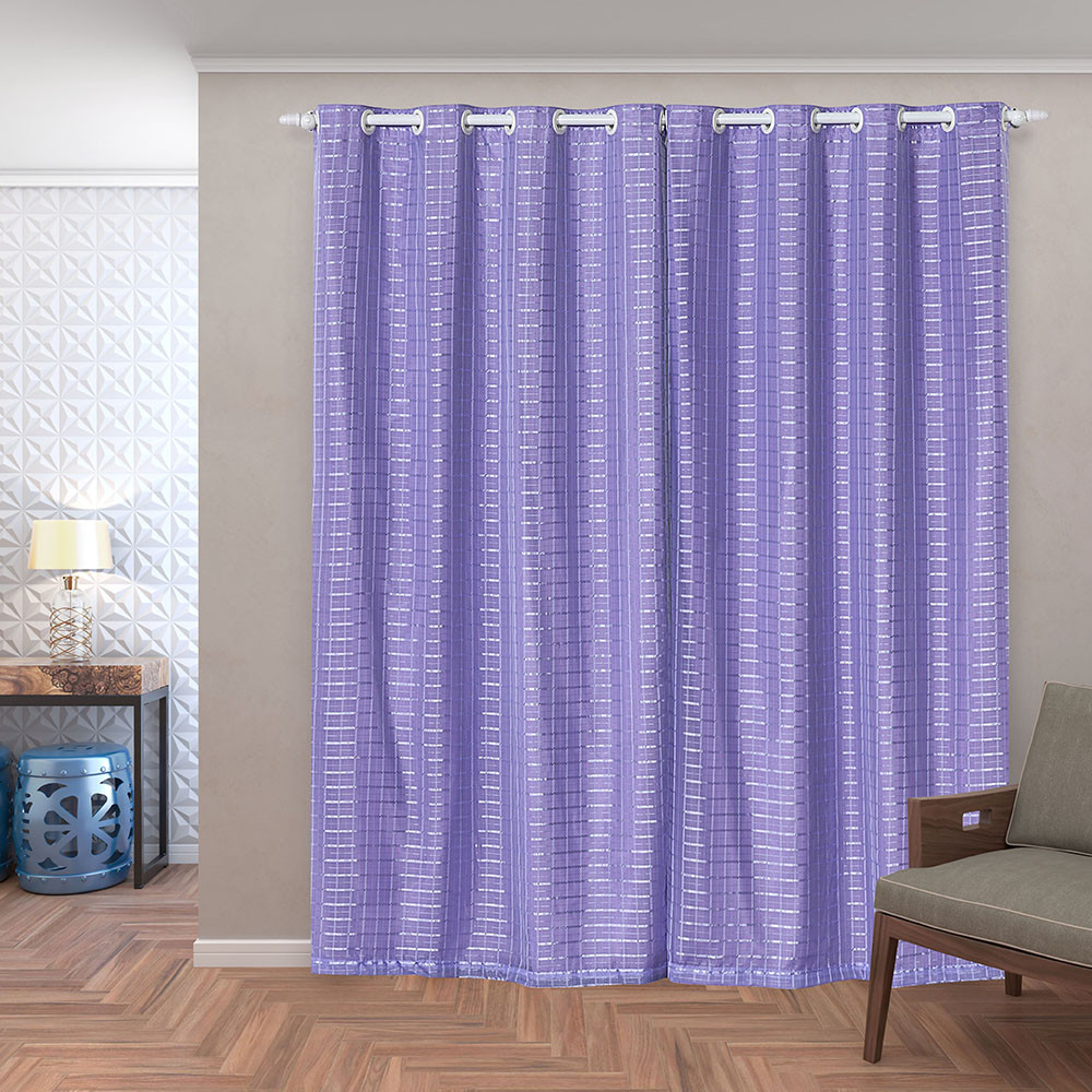 Cortina Blackout Pvc Com Tecido Voil Xadrez 2,80 M X 2,30 M - Preto - GRAN  MORATTA