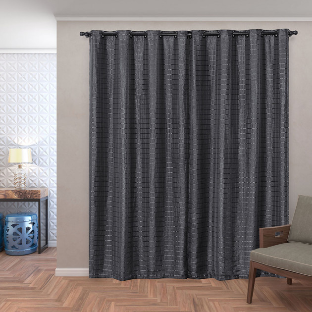 Cortina Blecaute Preto com Voal Xadrez Corta Luz 100% 2,80m x 2,30m ideal  para V - Minha Almofada