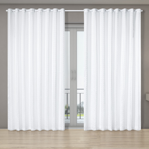 Cortina Dual Forro Microfibra com Voil Xadrez 5,6 m (esticado) x 2