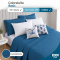 Kit Cama Casal 7 Peças Cobre Leito Micropercal 400 Fios Basic Azul - Butterfly com Fronhas e Capas de Almofada