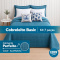 Kit Cama Casal 7 Peças Cobre Leito Micropercal 400 Fios Basic Azul - Butterfly com Fronhas e Capas de Almofada
