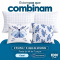 Kit Cama Casal 7 Peças Cobre Leito Micropercal 400 Fios Basic Azul - Butterfly com Fronhas e Capas de Almofada
