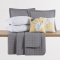Kit Cama Casal 7 peças Percal 300 fios Basic Cinza - Leaves