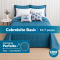Kit Cama King 7 Peças Cobre Leito Micropercal 400 Fios Basic Azul - Butterfly com Fronhas e Capas de Almofada