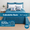 Kit Cama Queen 7 Peças Cobre Leito Micropercal 400 Fios Basic Azul - Butterfly com Fronhas e Capas de Almofada