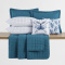 Kit Cama Queen 7 peças Percal 300 fios Basic Azul - Butterfly