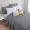 Kit Cama Queen 7 peças Percal 300 fios Basic Cinza - Leaves