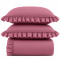 Kit Colcha Cobre Leito 200 fios Casal 3 Peças Bella Babado Rosa