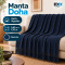Manta Xale Doha para Sofá e Cama 100% Algodão com Franjas 1,40 m x 1,70 m - Azul Marinho