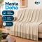 Manta Xale Doha para Sofá e Cama 100% Algodão com Franjas 1,40 m x 1,70 m - Marfim