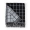 Manta Xale para Sofá Jacquard Algodão com Franja 1,40 m x 2,20 m  - Grid Preto
