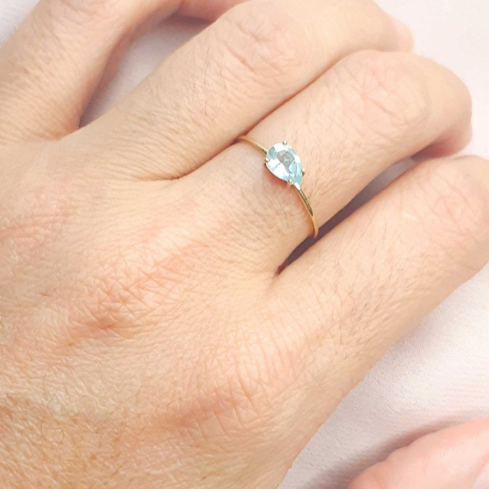 Anel Água Marinha ouro 18k- Edesignjoias - Edesign Joias