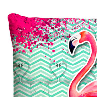 Almofada + Capa 40cm x 40cm Microfibra Estampada Com Imagem de Flamingo Ref. A351