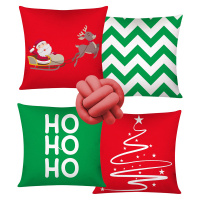 Almofada De Natal Com Zíper 43cm x 43cm 04 Peças + Almofada De Nó Escandinavo - Estampa 01
