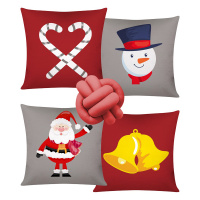 Almofada De Natal Com Zíper 43cm x 43cm 04 Peças + Almofada De Nó Escandinavo - Estampa 02