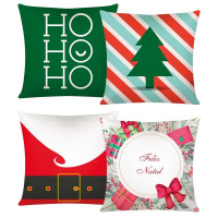 Almofada De Natal Com Zíper 43cm x 43cm Kit Com 04 Peças - Estampa 14