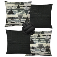 Almofada Decorativa Com Zíper 42cm x 42cm 04 Peças + Almofada Nó Escandinavo - Estampa 20