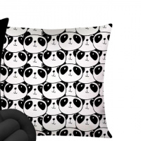 Almofada Moderna Com Zíper 43cm x 43cm + Almofada De Nó Escandinavo - Panda