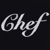 Avental Bordado Chef 75cm X 70cm Grande 100% Algodão Com Bolso - Preto