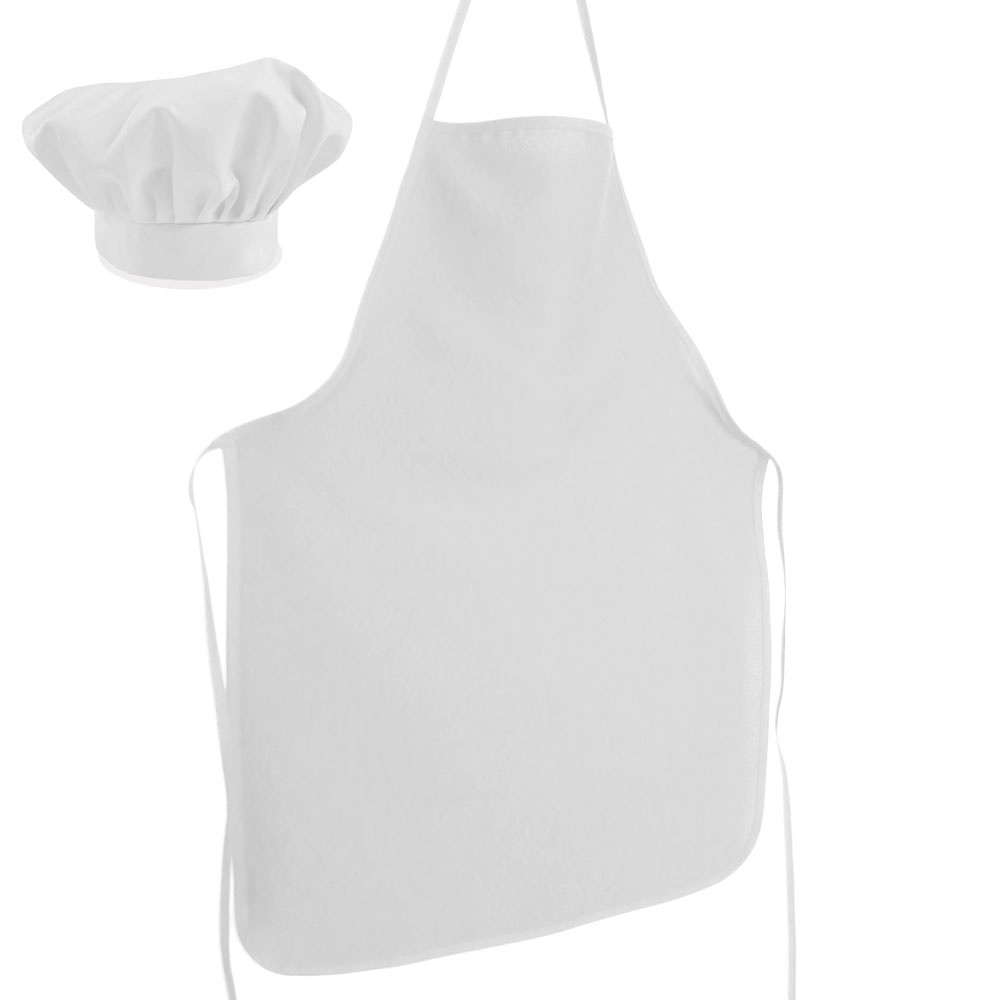 Avental De Cozinha 68cm X 48cm Com Chapéu Liso Tecido Oxford - Branco